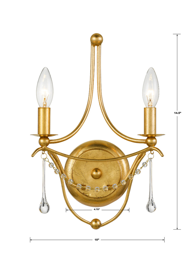 Crystorama Crystorama Metro 2 Light Antique Gold Sconce