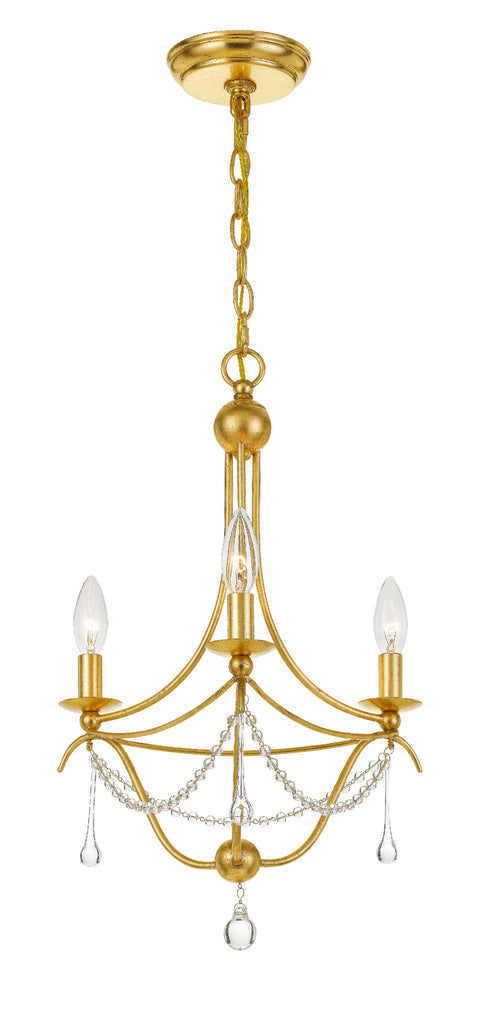 Metro 3 Light Antique Gold Mini Chandelier Crystorama