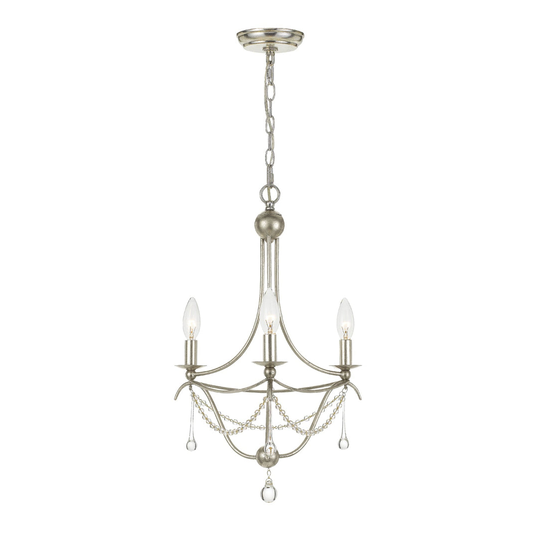 Metro 3 Light Antique Silver Mini Chandelier Crystorama