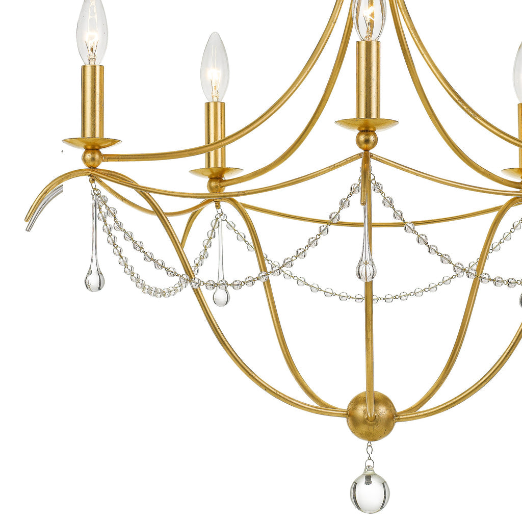 Metro 5 Light Antique Gold Chandelier Crystorama