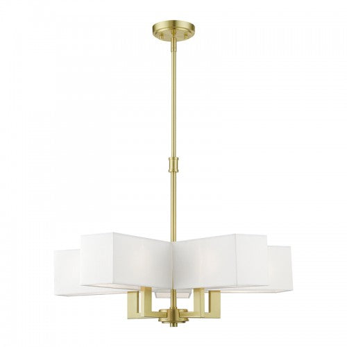 5 Light Satin Brass Chandelier Livex