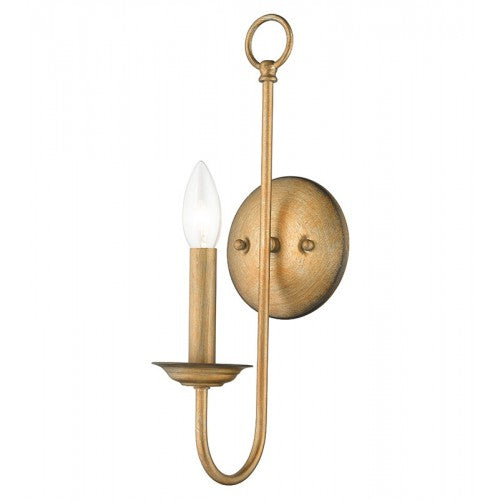 1 Light Antique Gold Leaf Single Sconce Livex