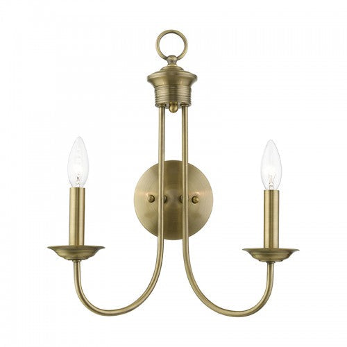 2 Light Antique Brass Double Sconce Livex