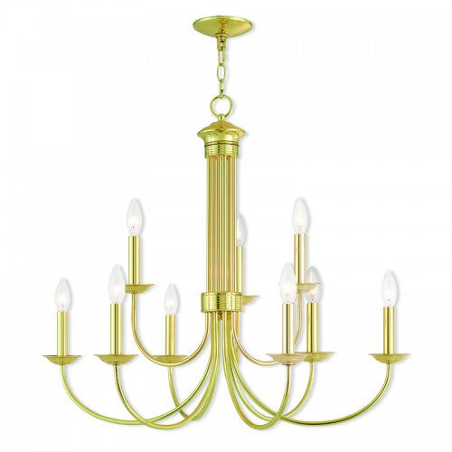 9 Light Polished Brass Chandelier Livex