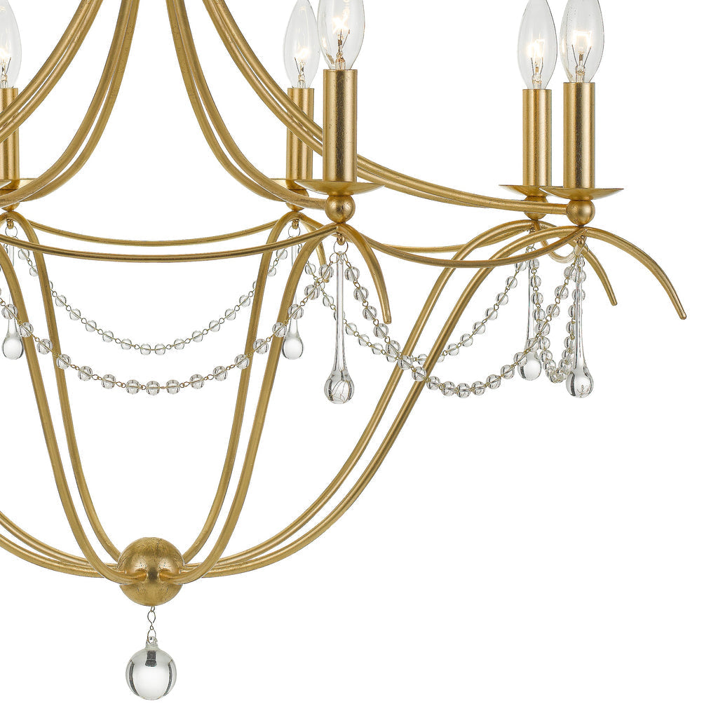 Metro 8 Light Crystal Beads Antique Gold Chandelier Crystorama