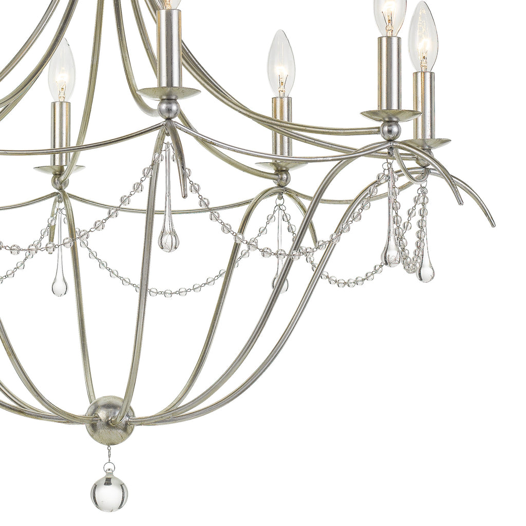 Metro 8 Light Crystal Beads Antique Silver Chandelier Crystorama