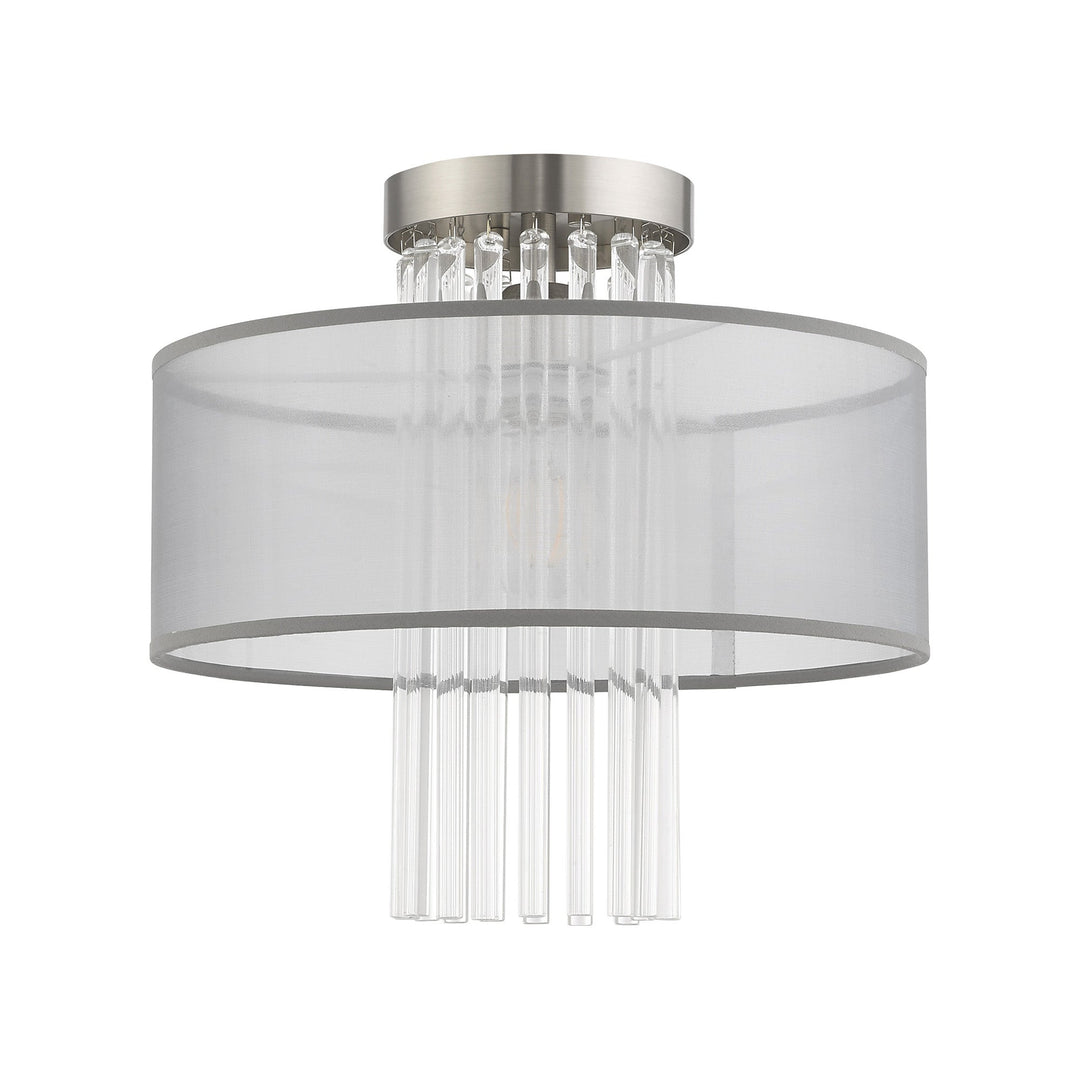 1 Light Brushed Nickel Ceiling Mount Livex