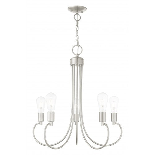 5 Light Brushed Nickel Chandelier Livex