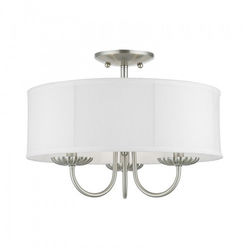 3 Light Brushed Nickel Semi-Flush Mount Livex