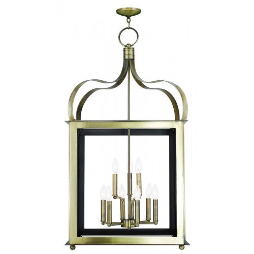 6 Light + 3 Light Antique Brass Lantern Livex