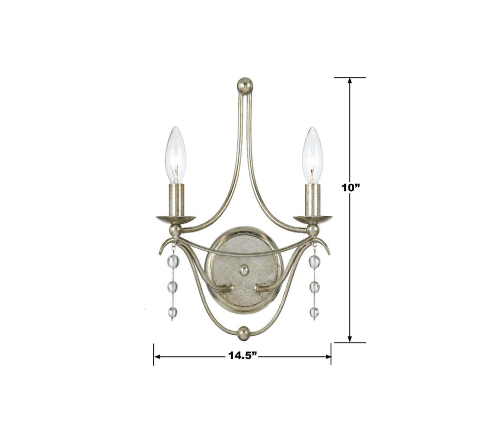 Crystorama Crystorama Metro 2 Light Antique Silver Sconce