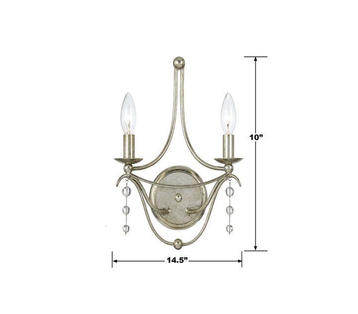 Metro 2 Light Antique Silver Sconce Crystorama