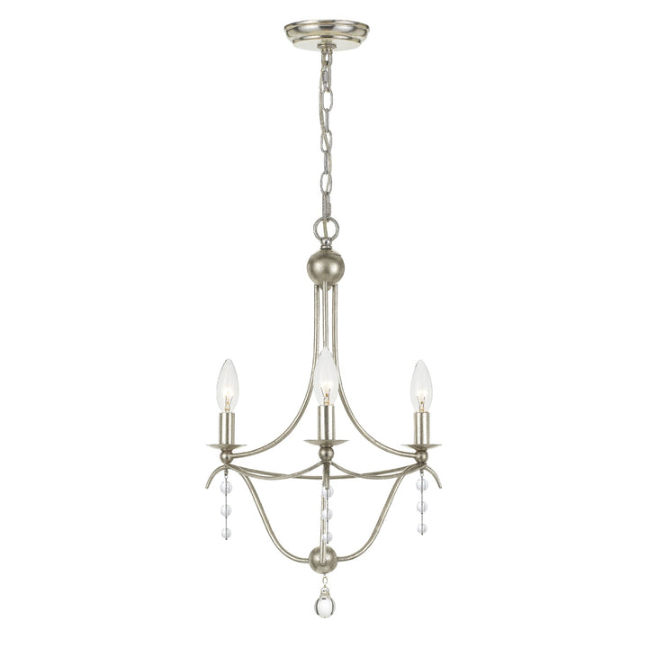 Metro 3 Light Antique Silver Mini Chandelier Crystorama