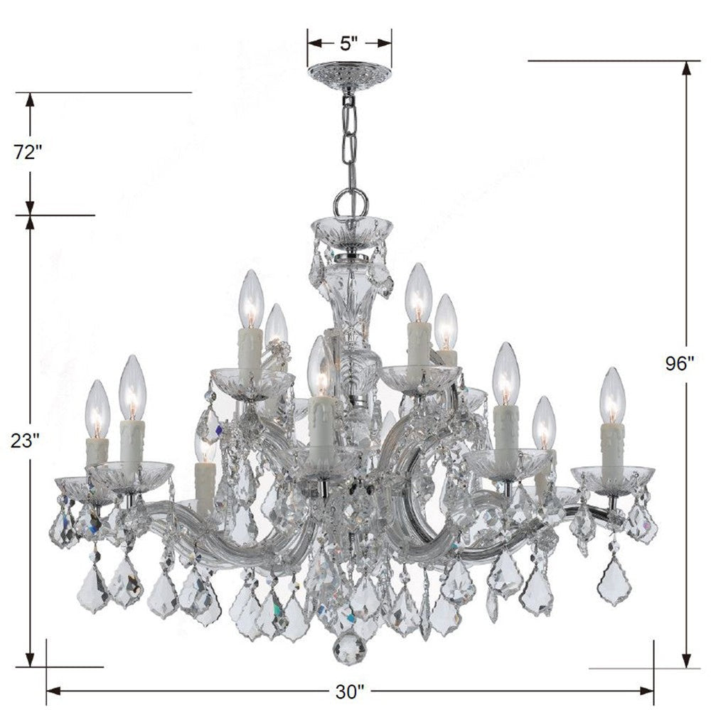 Maria Theresa 12 Light Clear Italian Crystal Polished Chrome Chandelier Crystorama