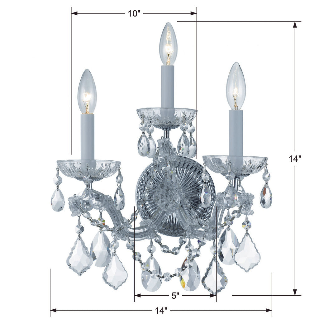 Maria Theresa 3 Light Spectra Crystal Polished Chrome Sconce Crystorama