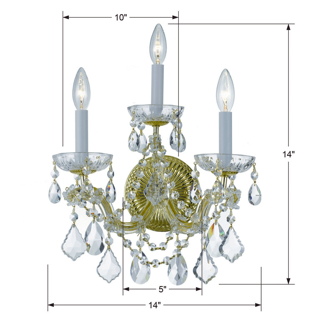 Maria Theresa 3 Light Hand Cut Crystal Gold Sconce Crystorama