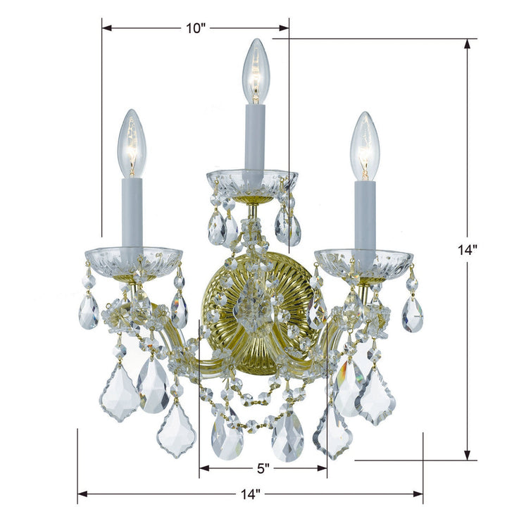 Maria Theresa 3 Light Hand Cut Crystal Gold Sconce Crystorama