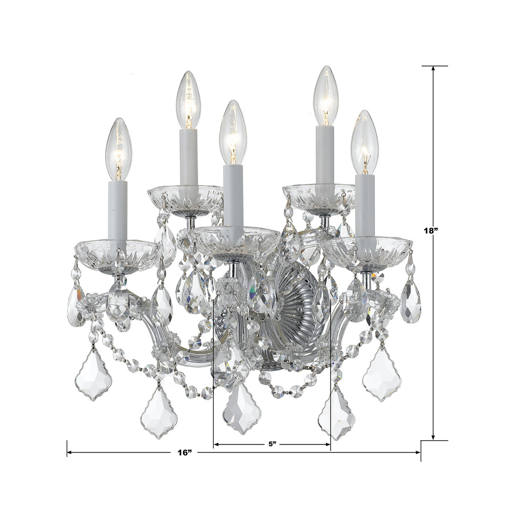 Maria Theresa 5 Light Hand Cut Crystal Polished Chrome Sconce Crystorama