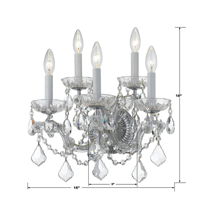 Maria Theresa 5 Light Hand Cut Crystal Polished Chrome Sconce Crystorama