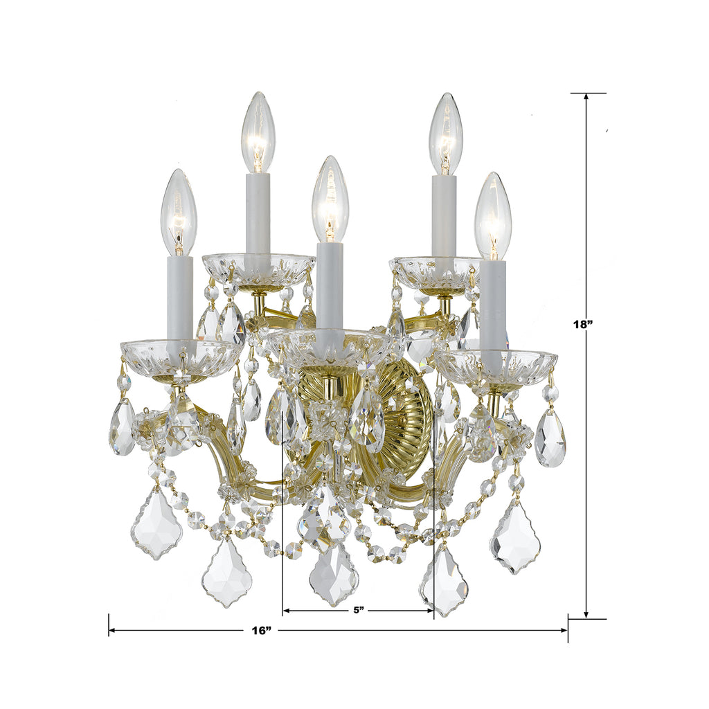 Maria Theresa 5 Light Hand Cut Crystal Gold Sconce Crystorama