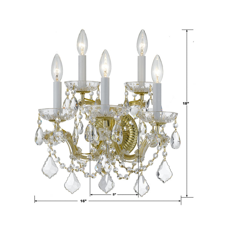 Maria Theresa 5 Light Hand Cut Crystal Gold Sconce Crystorama