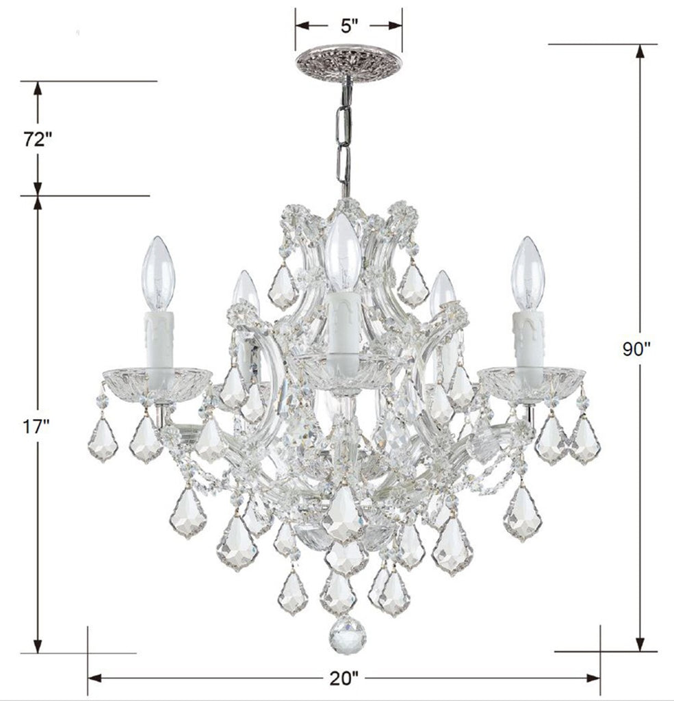 Maria Theresa 6 Light Clear Italian Crystal Polished Chrome Chandelier Crystorama