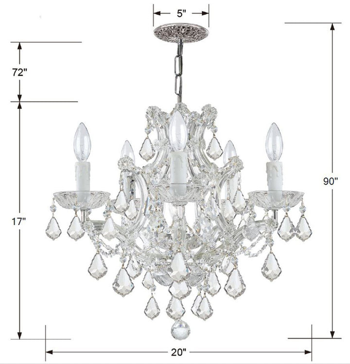 Maria Theresa 6 Light Hand Cut Crystal Polished Chrome Chandelier Crystorama