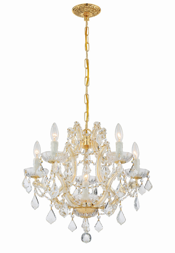 Maria Theresa 6 Light Hand Cut Crystal Gold Chandelier Crystorama