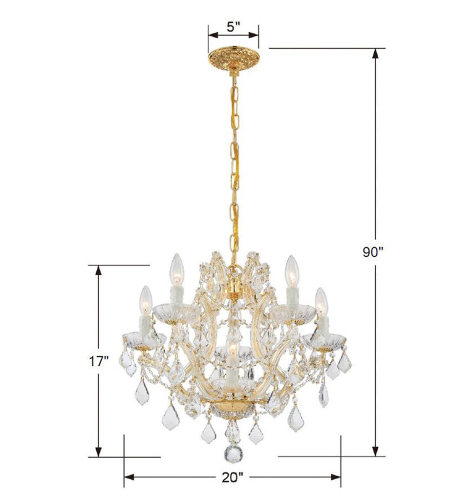 Maria Theresa 6 Light Swarovski Strass Crystal Gold Chandelier Crystorama