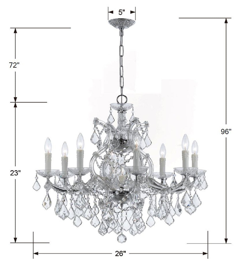 Maria Theresa 9 Light Hand Cut Crystal Polished Chrome Chandelier Crystorama