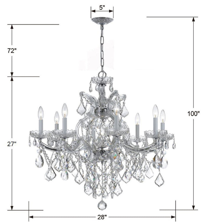 Maria Theresa 9 Light Spectra Crystal Polished Chrome Chandelier Crystorama