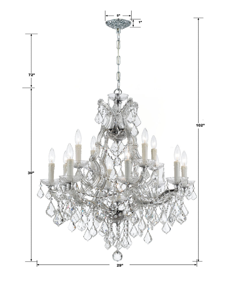 Maria Theresa 13 Light Hand Cut Crystal Polished Chrome Chandelier Crystorama