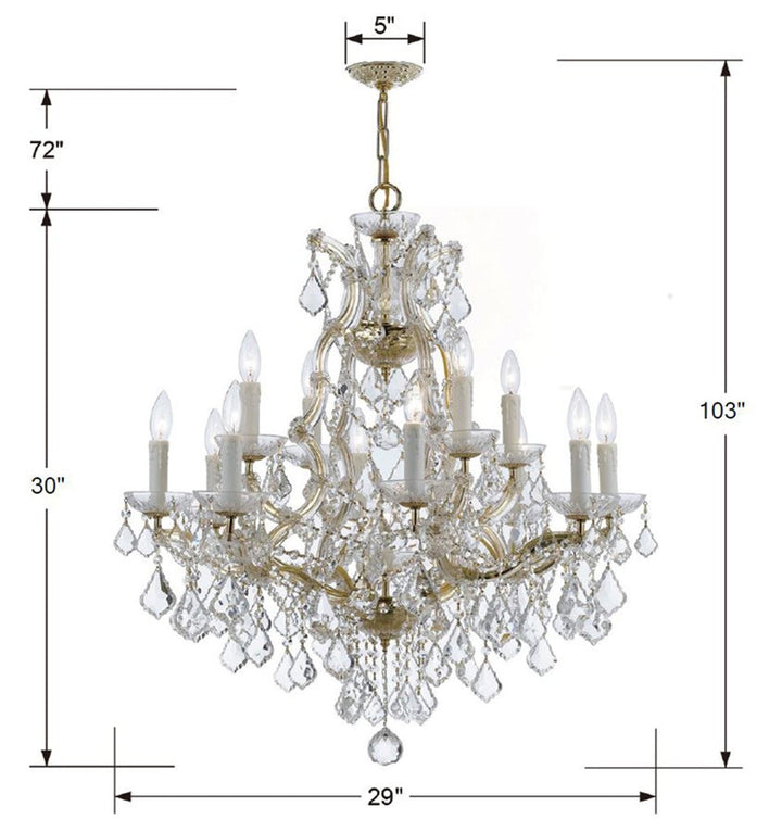 Maria Theresa 13 Light Clear Italian Crystal Gold Chandelier Crystorama