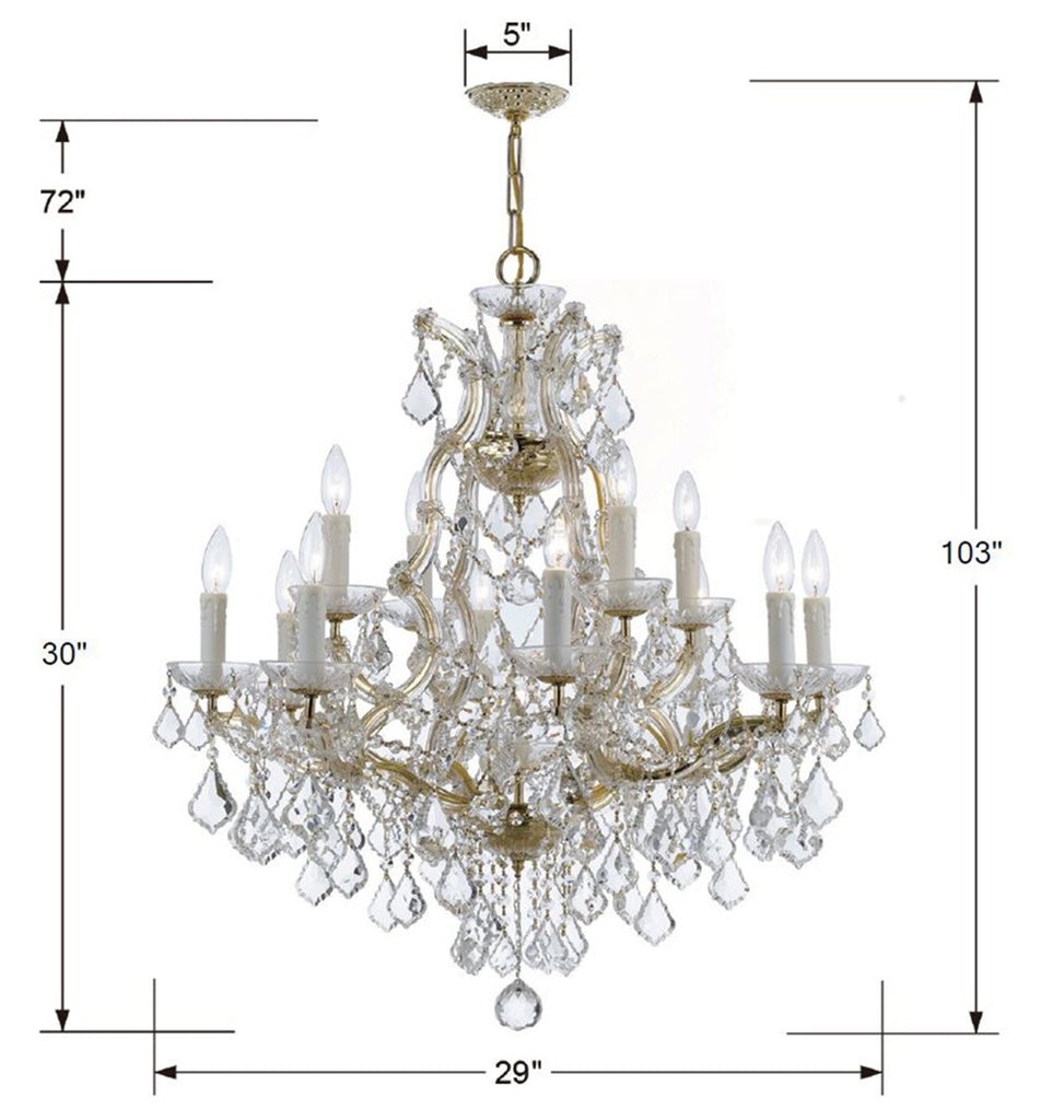 Maria Theresa 13 Light Spectra Crystal Gold Chandelier Crystorama