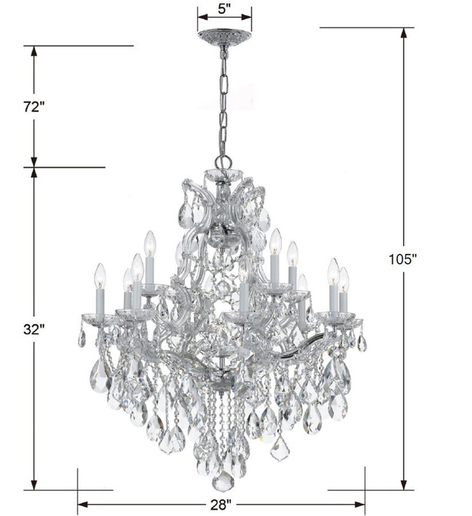 Maria Theresa 13 Light Hand Cut Crystal Polished Chrome Chandelier Crystorama