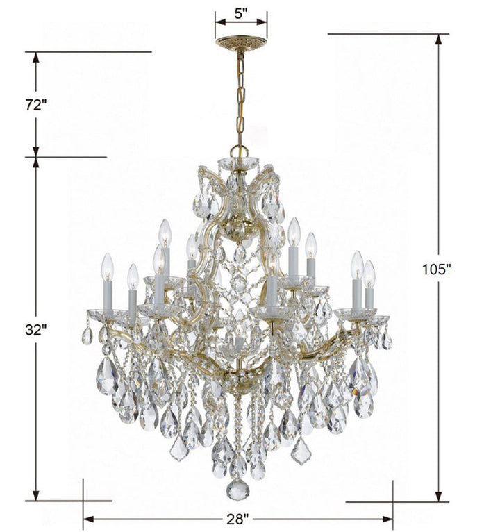 Maria Theresa 13 Light Swarovski Strass Crystal Gold Chandelier Crystorama