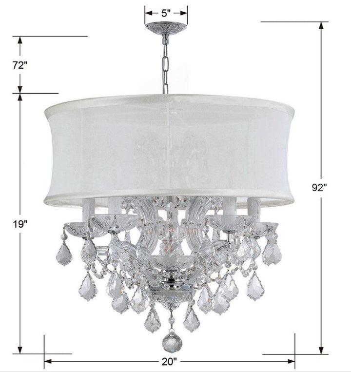 Brentwood 6 Light Spectra Crystal Polished Chrome Drum Shade Chandelier Crystorama