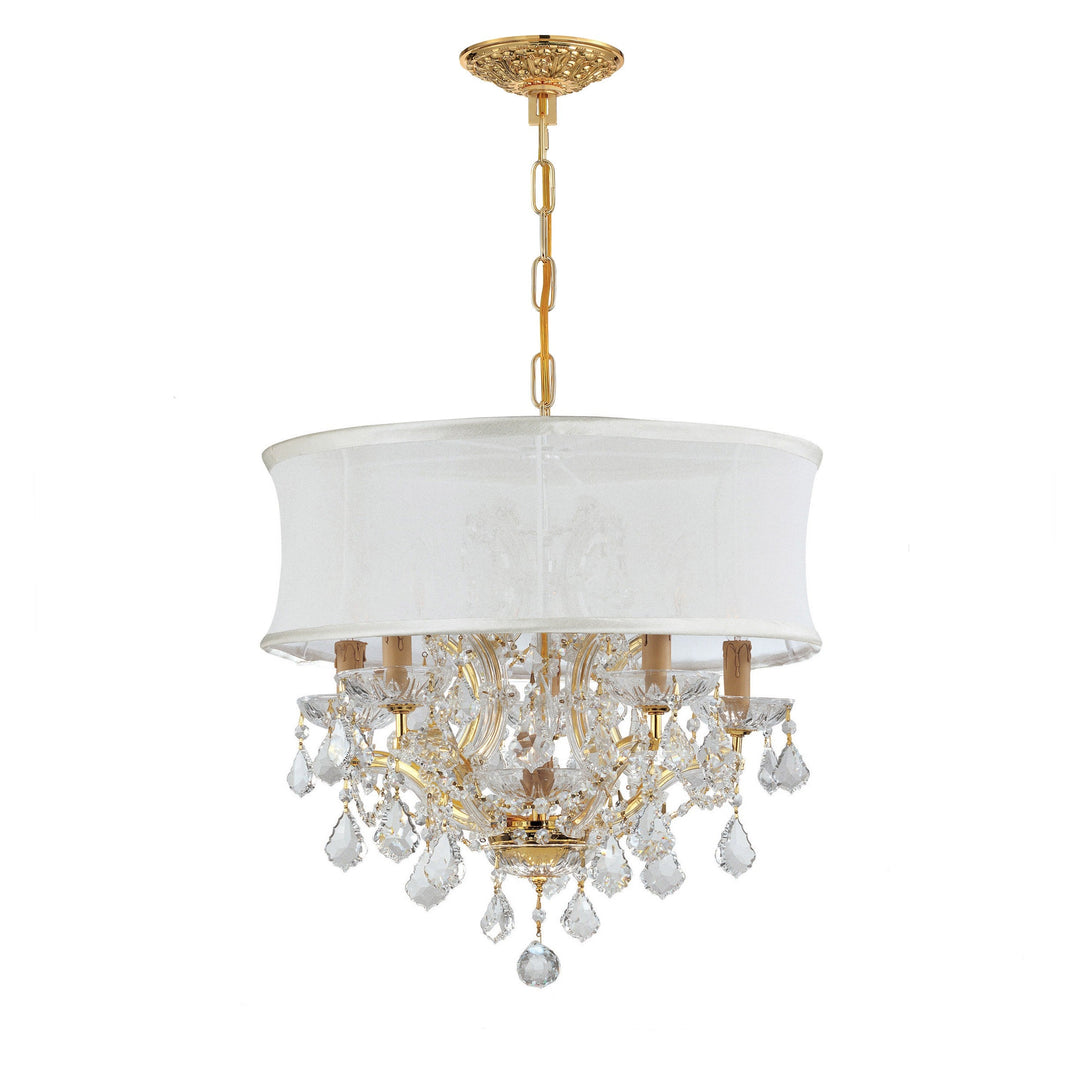 Brentwood 6 Light Swarovski Strass Crystal Gold Drum Shade Chandelier Crystorama