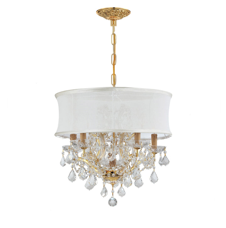 Brentwood 6 Light Swarovski Strass Crystal Gold Drum Shade Chandelier Crystorama