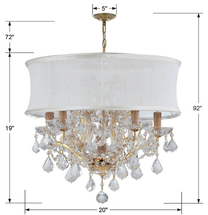 Brentwood 6 Light Crystal Gold Drum Shade Chandelier Crystorama