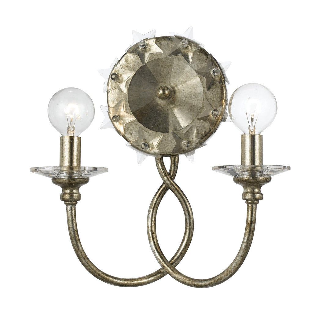 Crystorama Crystorama Willow 2 Light Antique Silver Sconce