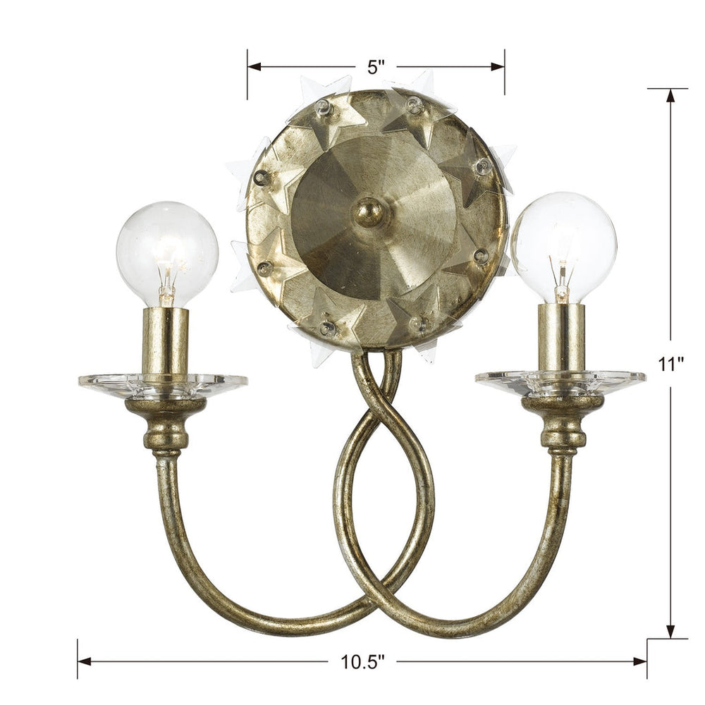 Crystorama Crystorama Willow 2 Light Antique Silver Sconce