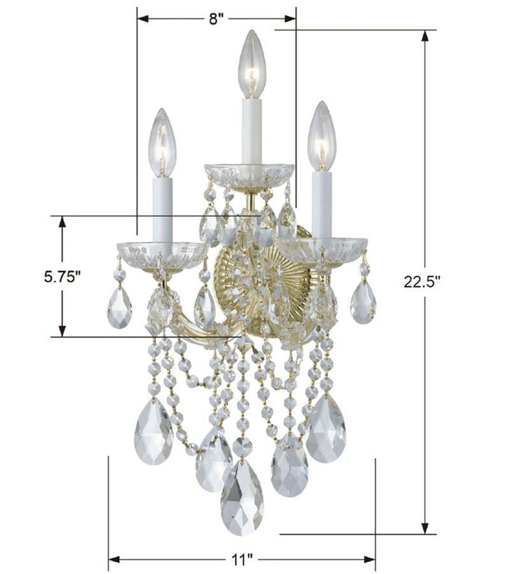 Maria Theresa 3 Light Spectra Crystal Gold Sconce Crystorama