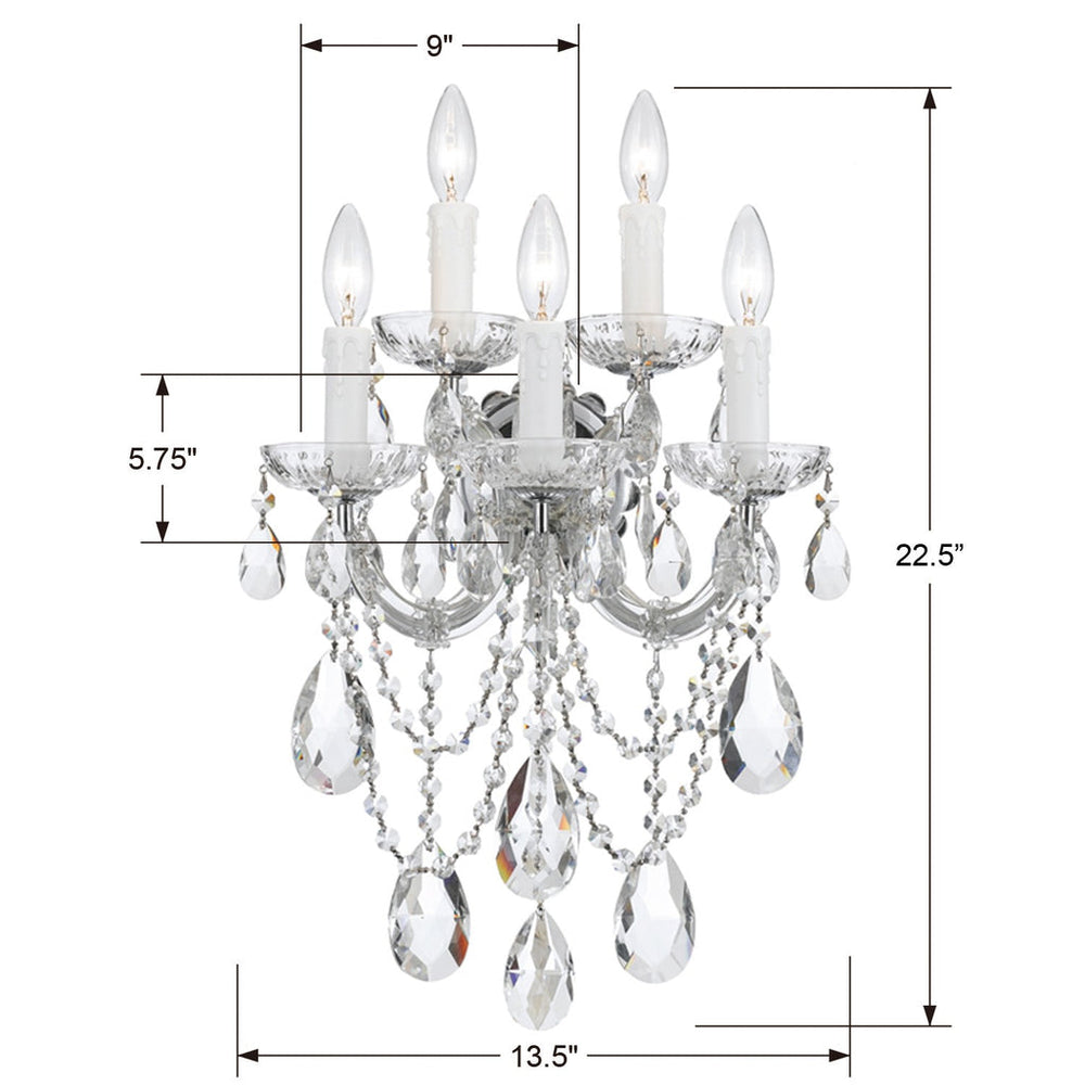 Crystorama Crystorama Maria Theresa 5 Light Swarovski Strass Crystal Polished Chrome Sconce