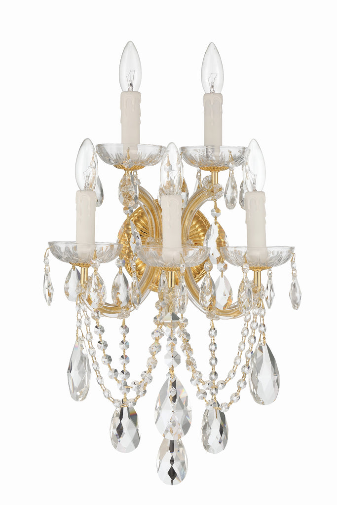 Maria Theresa 5 Light Hand Cut Crystal Gold Sconce Crystorama