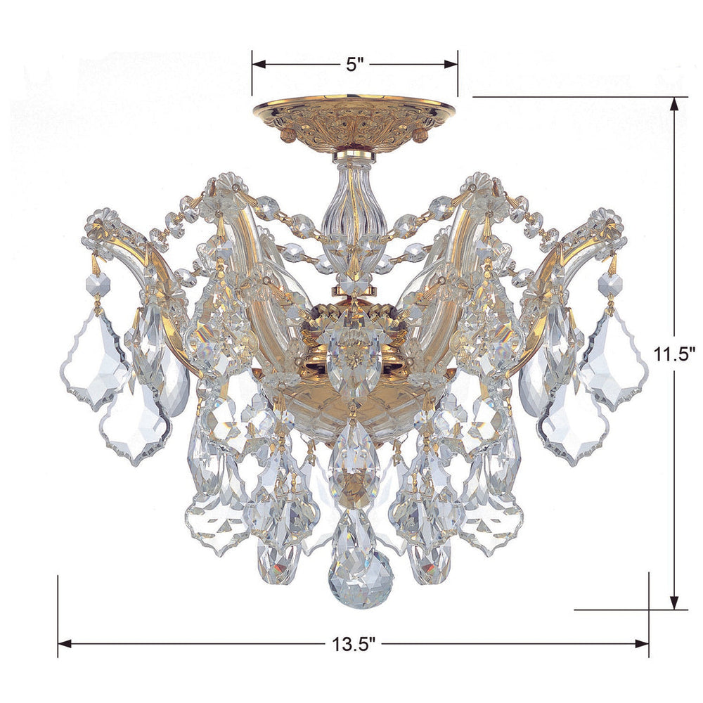 Crystorama Crystorama Maria Theresa 3 Light Spectra Crystal Gold Semi Flush Mount