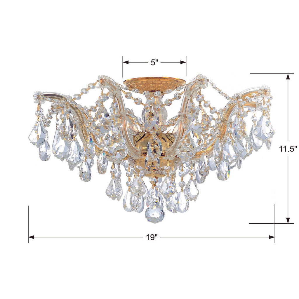 Crystorama Crystorama Maria Theresa 5 Light Hand Cut Crystal Gold Semi Flush Mount