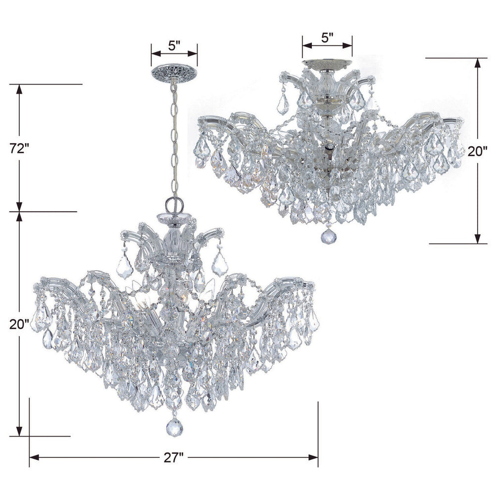 Crystorama Crystorama Maria Theresa 6 Light Spectra Crystal Polished Chrome Semi Flush Mount