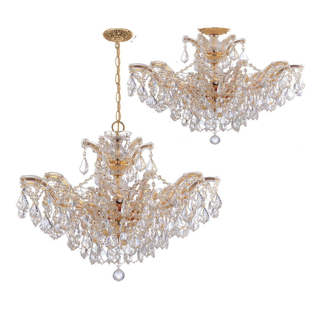 Crystorama Crystorama Maria Theresa 6 Light Hand Cut Crystal Gold Semi Flush Mount