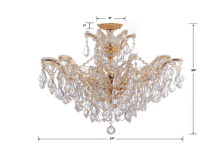 Crystorama Crystorama Maria Theresa 6 Light Hand Cut Crystal Gold Semi Flush Mount